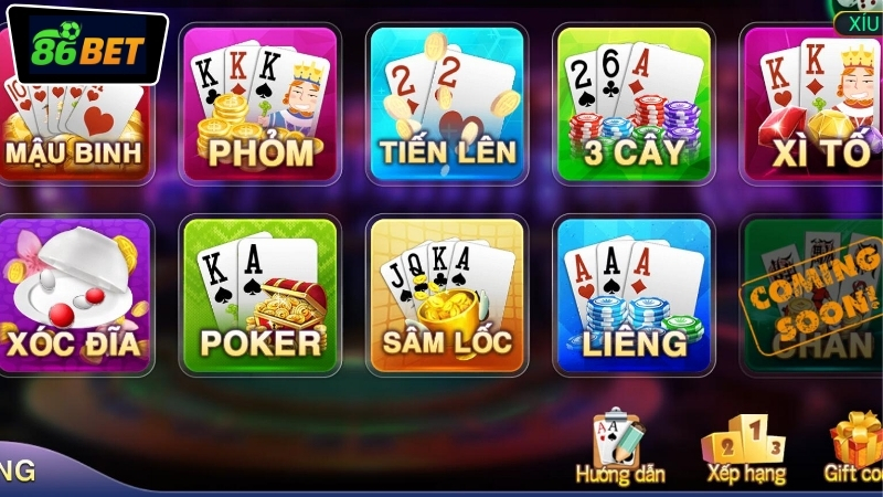 Game bài đổi thưởng 86BET là gì? 